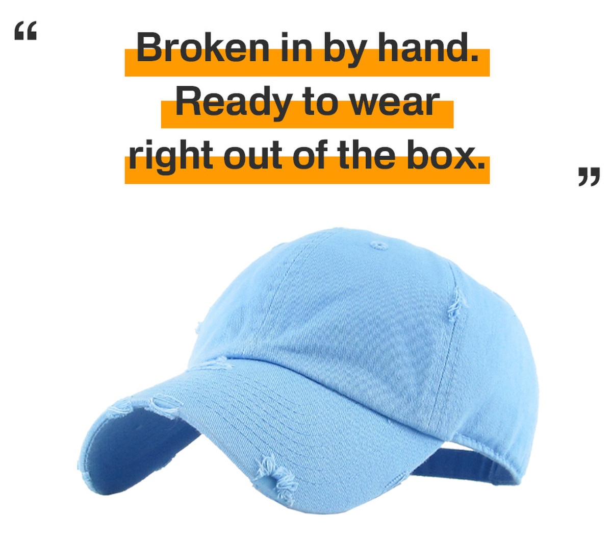 Sky Blue Distressed Vintage Baseball Cap Front Side View